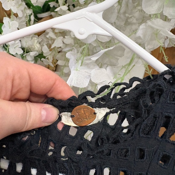 Free People Midnight Black Eyelet Mini Dress-100% Cotton - Picture 6 of 9